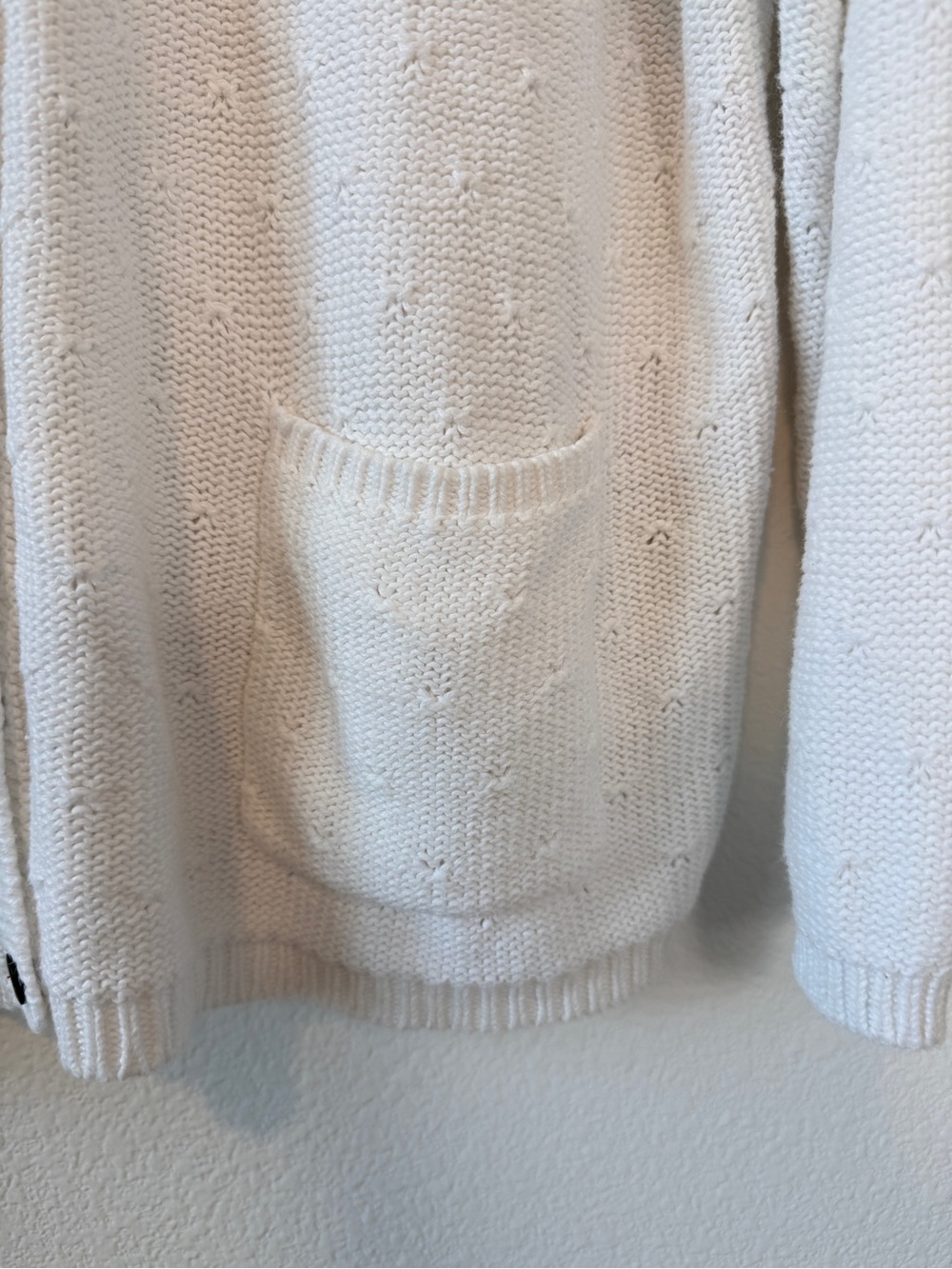 Vintage Classic White Cotton Ramie Pointelle Knit Cardigan Sweater Medium Large - Picture 5 of 8